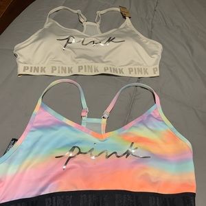 2 Pink XL sports bras (1 new with tags, 1 wore once), pet/smoke free home
